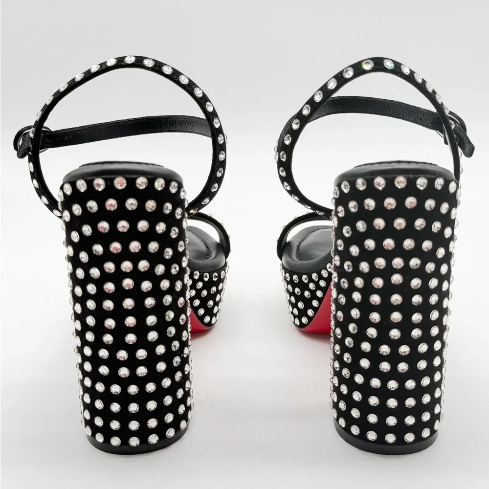 Christian Louboutin Movida Jane Crystal-Embellished Suede Platform Sandal EU37.5 - Picture 5 of 14